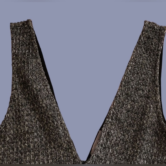 URBAN OUTFITTERS WAFFLE KNIT, PEPLUM TOP GREY/BLACK SZ. SM/SP - Picture 2 of 7